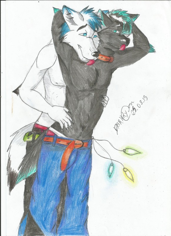 anthro duo male male/male party rave romantic romantic_couple darklycan canid canine canis mammal wolf hi_res