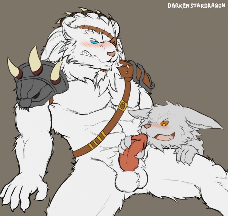 kled and rengar (league of legends and etc) created by darkenstardragon
