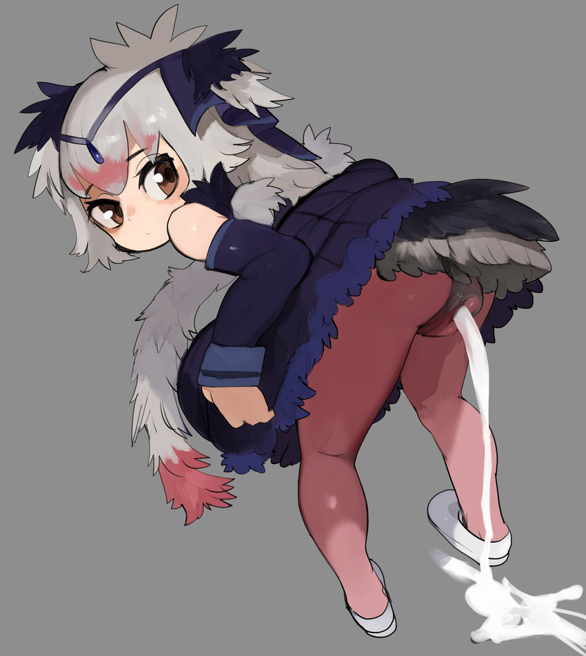 animal_genitalia bird_feces bodily_fluids cloaca clothed clothing colored_feces feathers feces female genital_fluids genitals pooping scatplay simple_background solo tail tail_feathers unusual_feces urate white_feces liteu kemono_friends common_ostrich_(kemono_friends) animal_humanoid avian avian_humanoid bird bird_humanoid humanoid digital_media_(artwork) hi_res