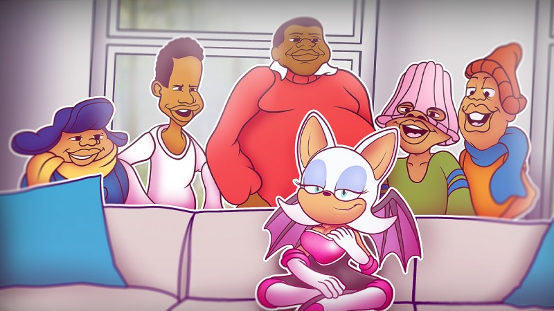 anthro biped casting_couch clothed clothing eyelashes female furniture gloves green_eyes group handwear interspecies male overweight simple_background sofa wings stann_co fat_albert_and_the_cosby_kids piper_perri_surrounded sega sonic_the_hedgehog_(series) bill_(fat_albert) dumb_donald fat_albert mushmouth rouge_the_bat russell_(fat_albert) bat human mammal 16:9 digital_media_(artwork) hi_res meme widescreen