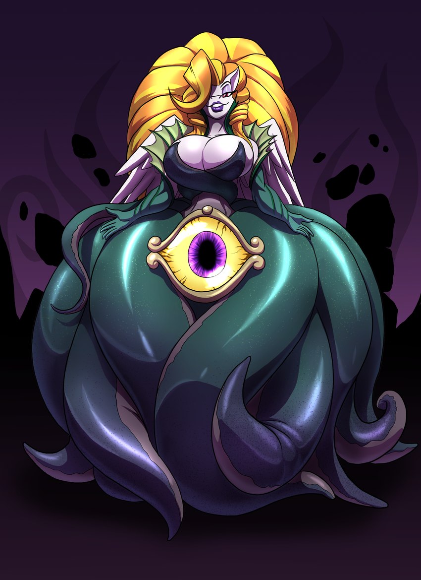 anthro big_breasts blonde_hair body_horror breasts cleavage clothed clothing dress eyeshadow female gown hair lips lips_on_muzzle lipstick long_hair long_mane makeup misleading_thumbnail purple_lips purple_lipstick red_eyes solo tentacles wings toughset hasbro my_little_pony mythology fan_character storm_shield_(oc) eldritch_abomination equid equine mammal mythological_creature mythological_equine pegasus absurd_res hi_res