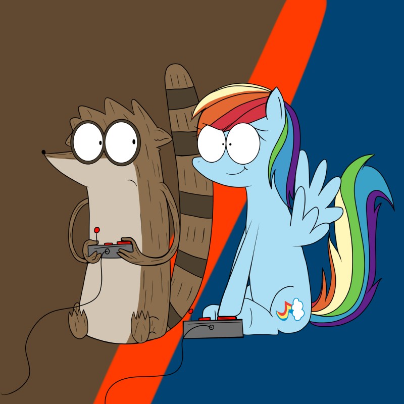 rainbow dash and rigby (friendship is magic and etc) created by calliexsunshine