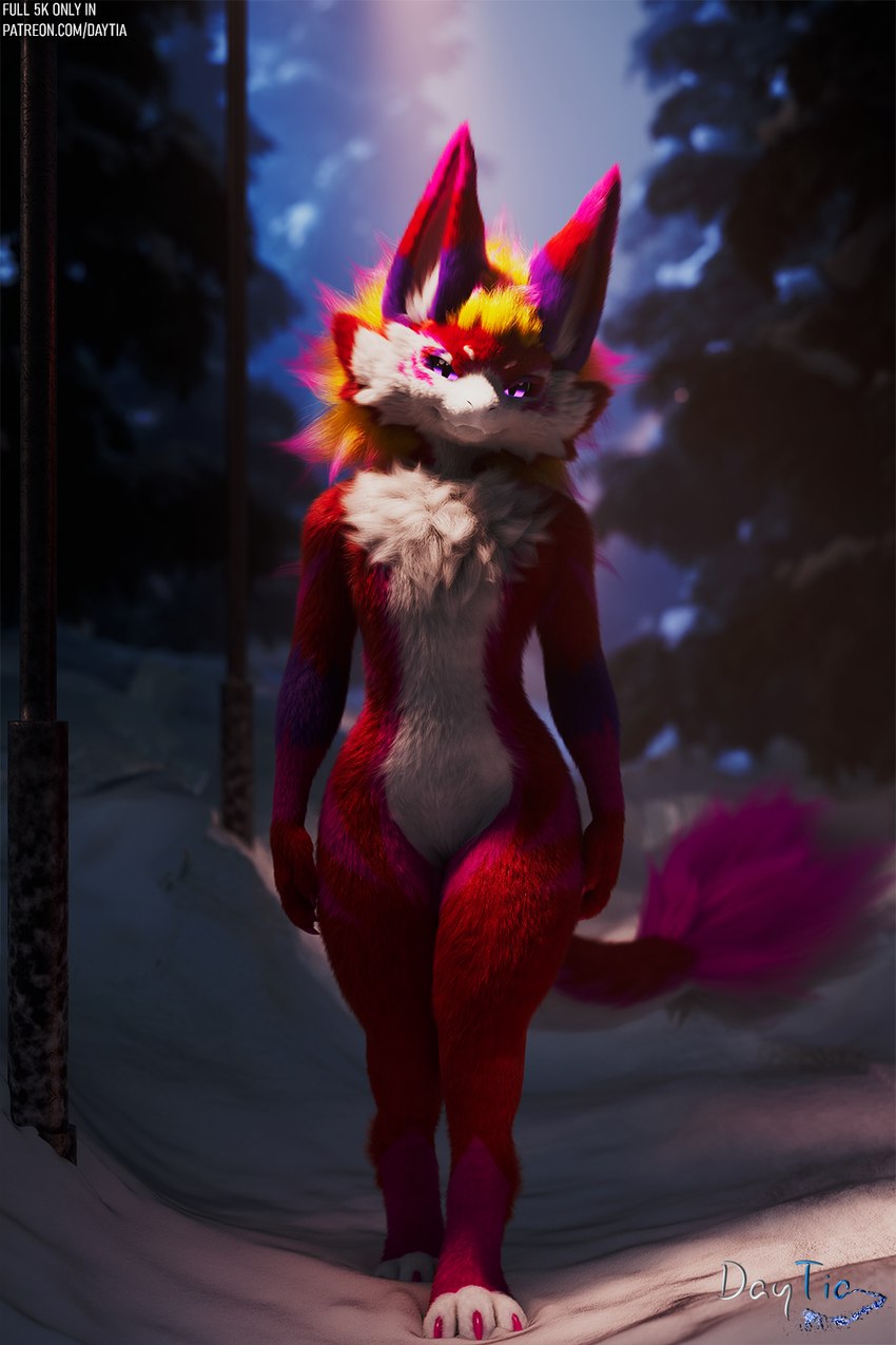 anthro forest forest_background fur hair male nature nature_background pink_body pink_fur plant pose posed smile snow solo tail tree warm_lighting white_body white_fur daytia c4d novabeast 2:3 3d_(artwork) cinema_4d_(artwork) digital_media_(artwork) hi_res