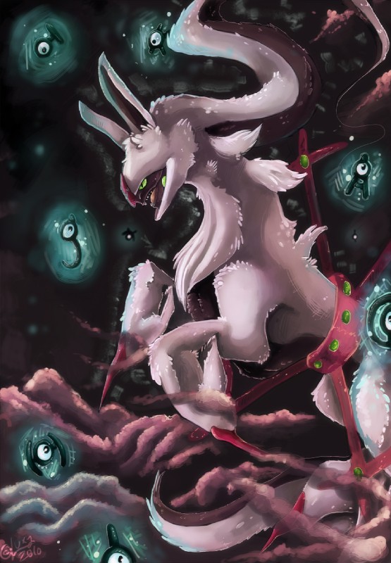 1_eye ambiguous_gender black_body black_fur duo fur green_eyes open_mouth pupils raised_leg slit_pupils teeth text tongue white_body white_fur katkispulla nintendo pokemon arceus eye_creature generation_2_pokemon generation_4_pokemon legendary_pokemon letter_creature pokemon_(species) unown_(pokemon) unown_a unown_h unown_i unown_j unown_k unown_m unown_o unown_t 2010 hi_res