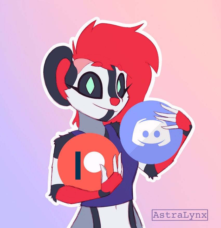 anthro discord_logo female machine patreon_logo simple_background solo astralynx discord_(app) patreon astra_(astralynx) mammal murid murine rat robot rodent hi_res