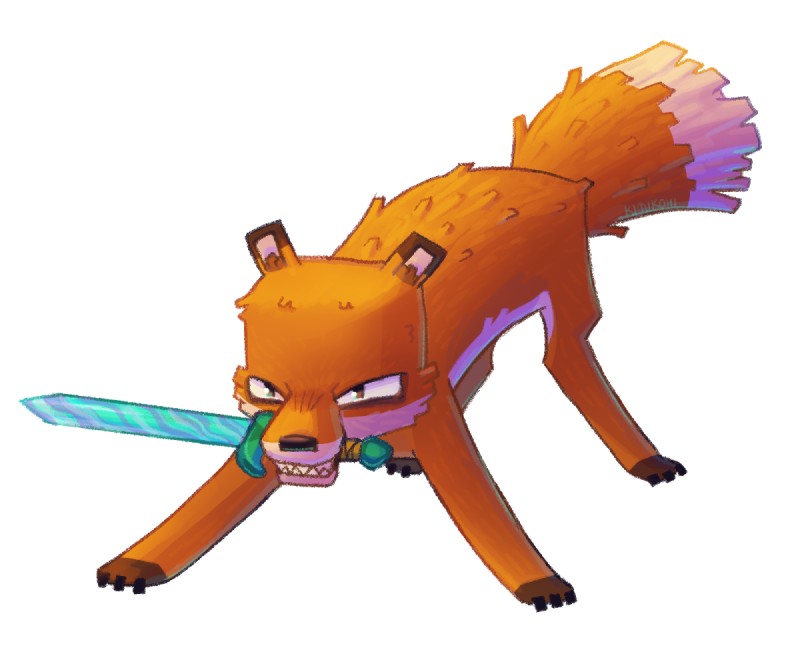 ambiguous_gender angry diamond_(gem) diamond_sword fangs gem melee_weapon simple_background solo sword teeth weapon white_background kimikohi microsoft minecraft mojang pewdiepie xbox_game_studios bengt_(pewdiepie) canid canine fox fox_(minecraft) mammal