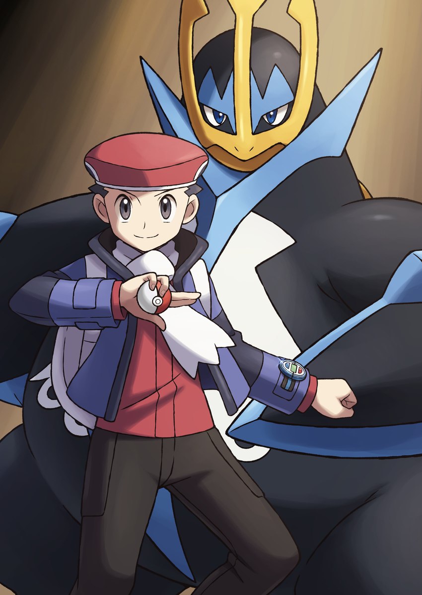 black_body black_bottomwear black_clothing black_pants blue_eyes bottomwear clothing duo feral grey_eyes hat headgear headwear jacket male pants pokeball scarf shirt topwear on_ice_(artist) nintendo pokemon lucas_(pokemon) empoleon generation_4_pokemon human mammal pokemon_(species) 2020 absurd_res hi_res