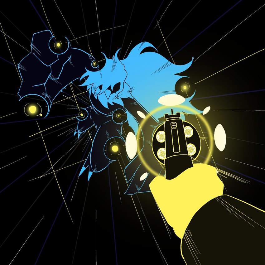 anthro beak blue_hair bullet duo feet female fight first_person_view fist glowing gun gunshot hair handgun human_pov imminent_violence long_hair male ranged_weapon revolver shooting talons toes violence violence_focus weapon winged_arms wings mentasupra undertale_(series) undertale_yellow clover_(undertale_yellow) martlet_(zenith_form) avian bird human mammal 1:1 hi_res