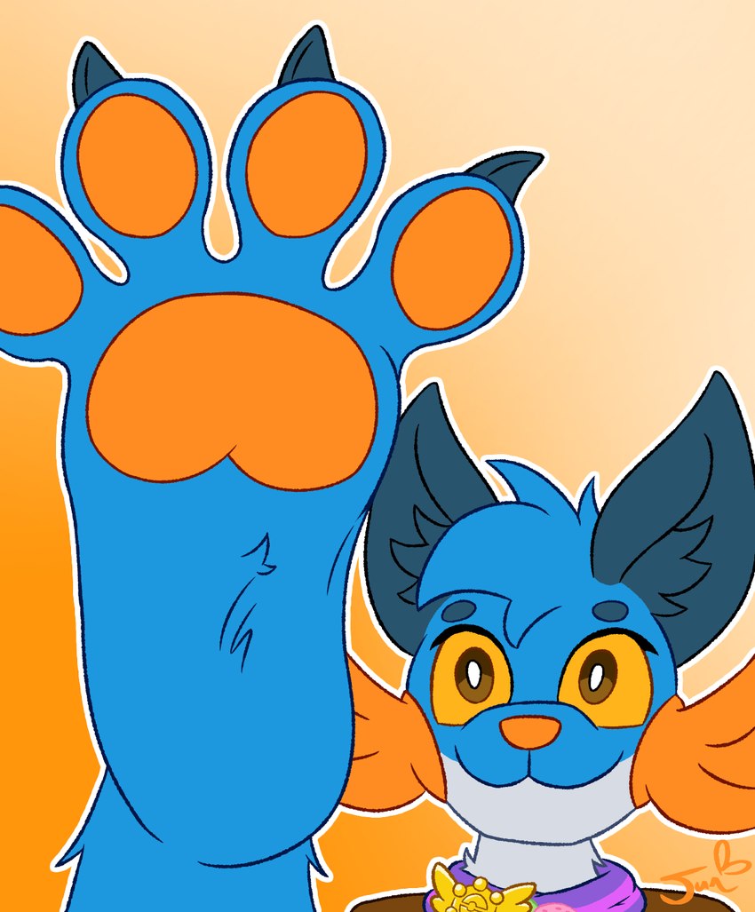 4_toes anthro badge blue_body blue_fur brown_clothing brown_pupils brown_shirt brown_topwear claws clothing feet foot_focus fur gradient_background head_tuft interspecies male orange_gills orange_nose orange_pawpads orange_sclera pawpads paws persim_scarf pokephilia pupils raised_foot raised_paw shirt simple_background smile soles solo spread_toes toe_claws toes topwear tuft white_body white_fur pinkfairy delicious_in_dungeon nintendo pokemon pokemon_mystery_dungeon spike_chunsoft xevy canid canine canis generation_3_pokemon hybrid mammal pokemon_(species) swampert wolf hi_res