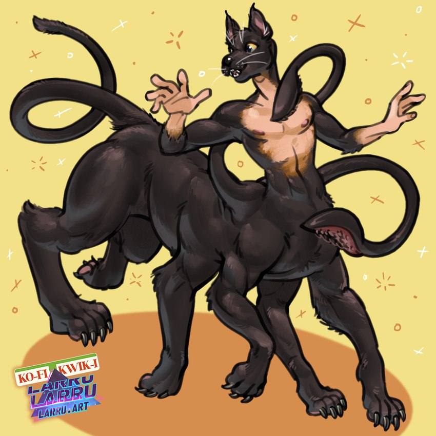 6_legs black_body black_fur fur male multi_limb nude simple_background surprised_expression tentacles transformation larru-larru dungeons_and_dragons hasbro wizards_of_the_coast displacer_beast taur 1:1