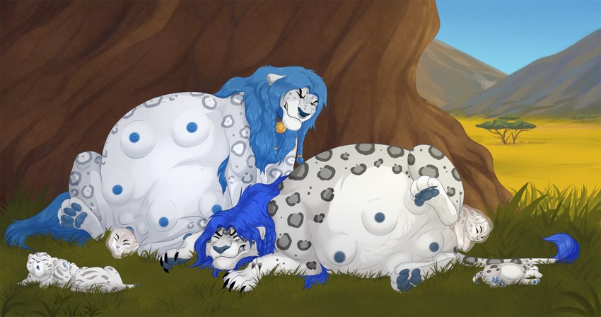 anthro birth birthing_pains blue_hair both_pregnant breasts duo female feral group_birth hair live_birth multi_breast multiple_birth multiple_pregnancies pregnant malaika4 girrominox zuberi zuberi_khaldun felid hybrid leopard lion mammal pantherine 2020 colored digital_drawing_(artwork) digital_media_(artwork) shaded maleherm_(lore)