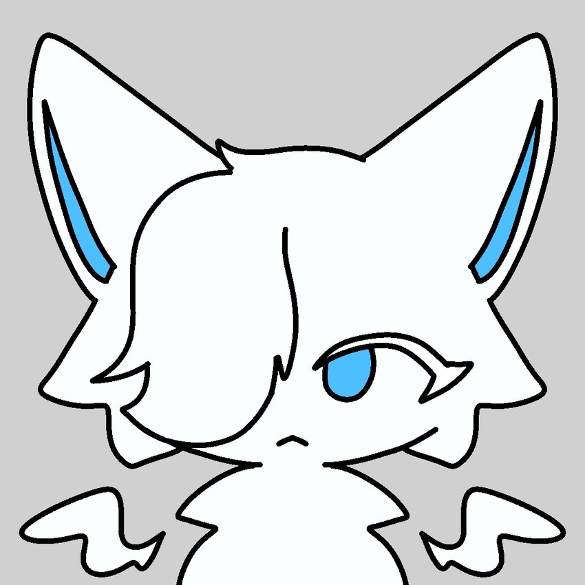 :< ambiguous_gender blue_eyes blue_inner_ear cheek_tuft eyelashes facial_tuft front_view fur grey_background hair kemono monotone_body monotone_fur monotone_wings noseless simple_background solo tuft white_body white_ears white_eyelashes white_fur white_hair wings lanli domestic_cat felid feline felis mammal unknown_species 2024 bust_portrait digital_media_(artwork) portrait