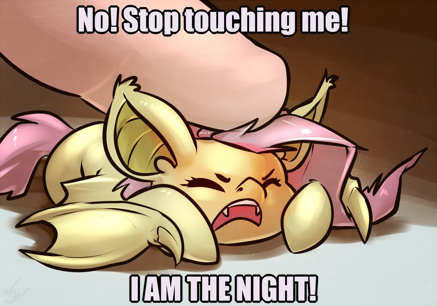 flutterbat and fluttershy (stop touching me i am the night and etc) created by atryl