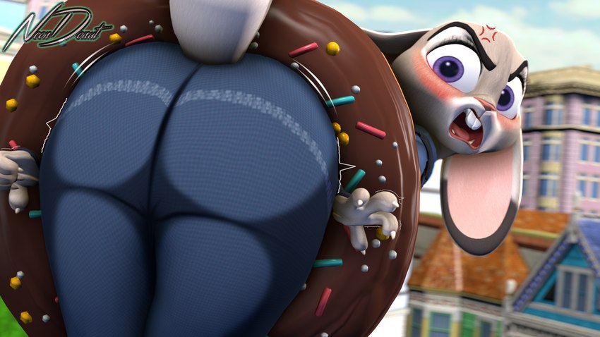 judy hopps (judy stuck in donut redraw and etc) created by neondonut