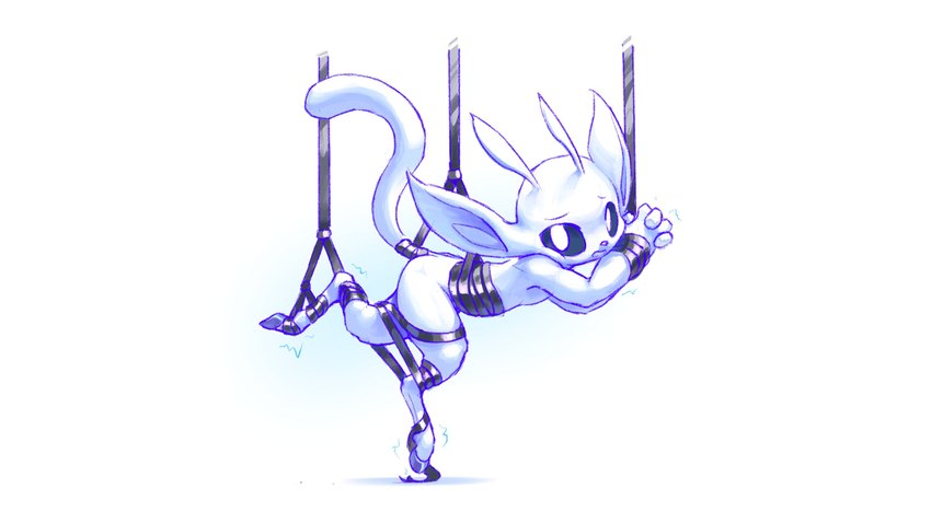 ambiguous_anthro ambiguous_gender antennae_(anatomy) anthro arms_tied bdsm big_ears black_sclera blue_hooves bondage bound butt fingers glowing glowing_body hooves legs_tied long_tail looking_at_viewer monotone_body mouth_closed no_pupils nude nude_ambiguous nude_anthro open_mouth pink_nose pose restraints side_view simple_background solo submissive submissive_ambiguous suspension tail tail_bondage tail_tied tail_wraps tape tape_bondage unguligrade white_background white_body white_eyes wraps harvie_sorroway_(artist) microsoft ori_(series) xbox_game_studios ori_(ori) guardian_spirit 16:9 2024 full-length_portrait hi_res pinup portrait widescreen