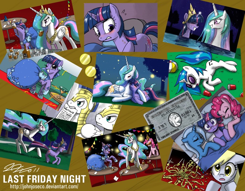 alcohol angry armor bed being_watched beverage blonde_hair blue_body blue_eyes blue_hair blush chandelier clothing container credit_card crown cuddling cup cutie_mark dancing dress drunk embarrassed eye_contact eyes_closed eyewear feathered_wings feathers female female/female feral food frown fur furniture green_hair grey_body grin group guard hair headgear hickey horn imminent_rape imminent_sex licking licking_lips long_hair looking_at_another looking_at_viewer male multicolored_hair napkin on_bed one_eye_closed paper party pink_body pink_eyes pink_fur pink_hair princess purple_body purple_eyes purple_hair quadruped royalty running self_lick short_hair sleeping smile star substance_intoxication sunglasses swimming table tail text tongue tongue_out two_tone_hair uhoh unconscious under_covers water wet white_body white_feathers wings wink worried yellow_eyes john_joseco friendship_is_magic hasbro my_little_pony mythology derpy_hooves_(mlp) pegasi_guard_(mlp) pinkie_pie_(mlp) princess_celestia_(mlp) royal_guard_(mlp) trixie_(mlp) twilight_sparkle_(mlp) vinyl_scratch_(mlp) earth_pony equid equine horse mammal mythological_creature mythological_equine pegasus pony unicorn digital_media_(artwork) english_text hi_res url