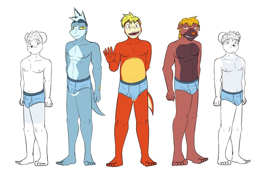 anthro anthrofied blue_briefs blue_clothing blue_underwear briefs briefs_only bulge clothed clothing group male navel nipples pokemorph simple_background topless underwear underwear_only white_background fuze nintendo pokemon arturo_(fuze) jawk_(fuze) arctibax fuecoco generation_9_pokemon maschiff pokemon_(species) tandemaus 3:2 hi_res