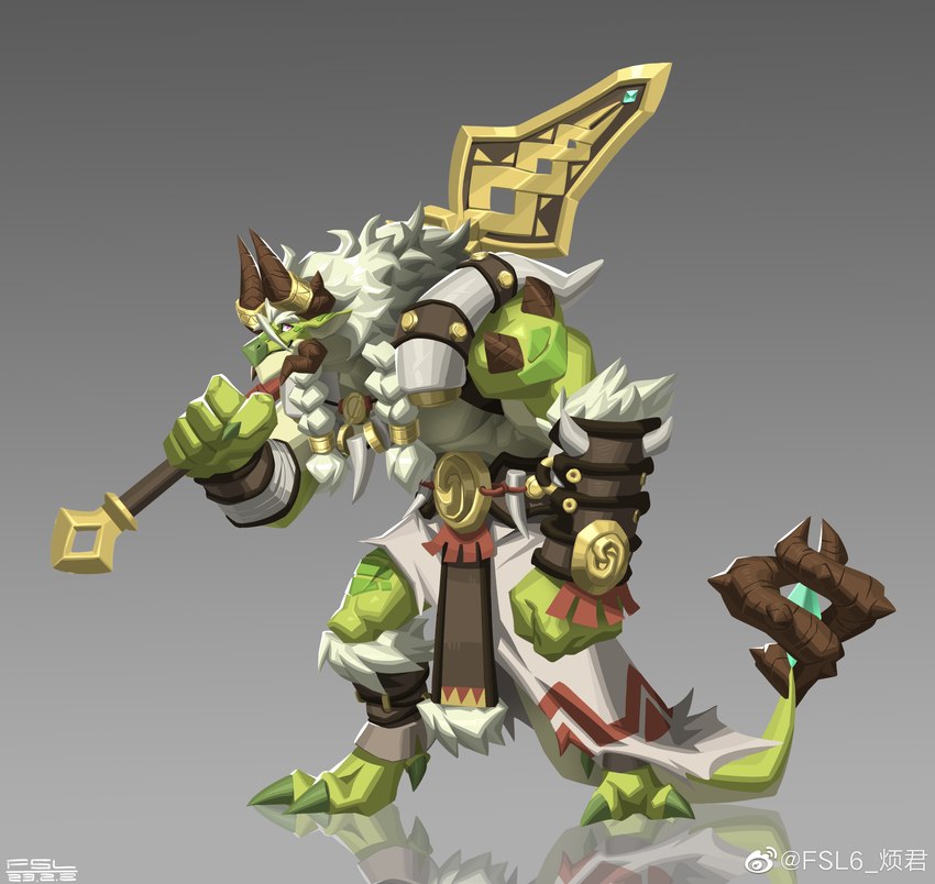 3_toes 4_horns anthro arm_spikes arm_wraps armor biceps braided_hair breechcloth brown_clothing brown_underwear claws clothing deltoids detailed_background digitigrade druid facial_spikes feet finger_claws gem greaves green_background green_body green_scales hair happy holding_melee_weapon holding_object holding_polearm holding_weapon horn horn_jewelry horn_ring jewelry logo looking_at_viewer magic_user magic_weapon male melee_weapon multi_horn muscular muscular_anthro muscular_male muscular_thighs necklace pecs polearm purple_eyes ring_(jewelry) scales shoulder_guards shoulder_spikes simple_background solo spaulder spear spikes spikes_(anatomy) tail tail_gem toe_claws toes tribal_spellcaster underwear vambrace weapon weapon_on_shoulder weibo_logo white_hair wraps fansl mythology weibo morton_(fansl) dragon mythological_creature mythological_scalie scalie 2023 absurd_res digital_drawing_(artwork) digital_media_(artwork) hi_res