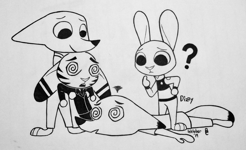jack savage, judy hopps, nick wilde, and skye (inktober and etc) created by theblueberrycarrots