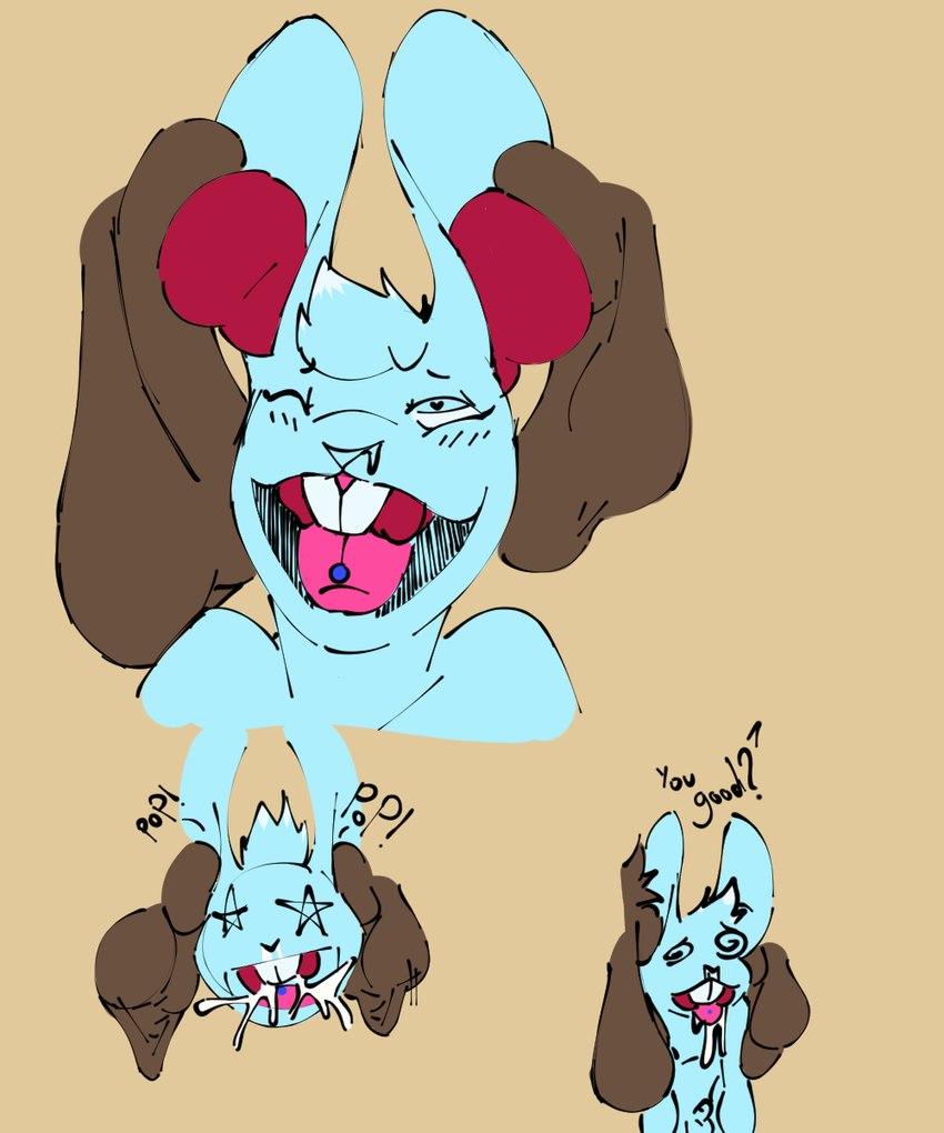 ahegao ambiguous_gender ambiguous_penetrated anthro balls blush bodily_fluids cum cum_inside ear_penetration genital_fluids genitals group half-closed_eyes looking_pleasured male male/ambiguous male_penetrating male_penetrating_ambiguous narrowed_eyes nude open_mouth penetration penis sex simple_background smile spiral_eyes text trio rickityrabbit canid canine canis lagomorph leporid mammal rabbit wolf 5:6 digital_drawing_(artwork) digital_media_(artwork) hi_res
