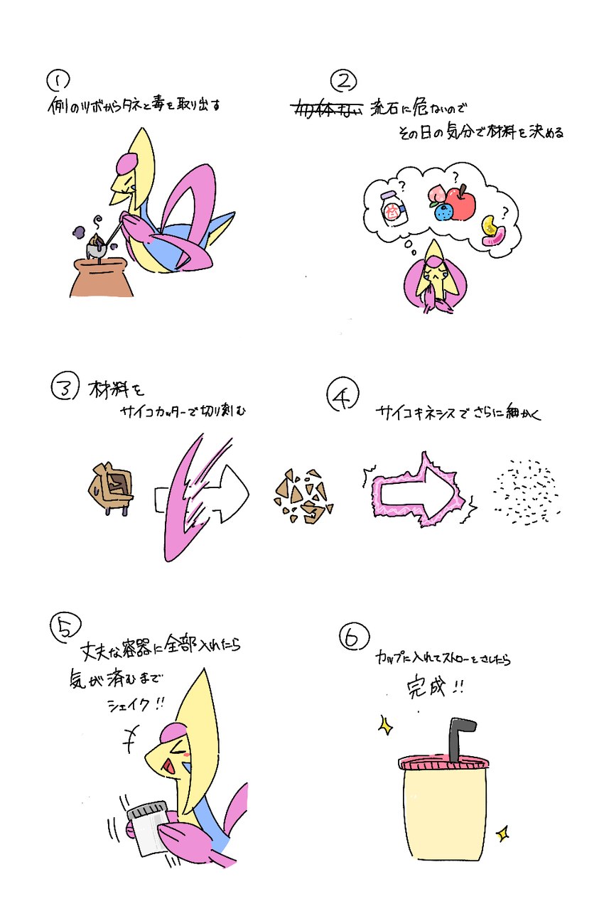 ambiguous_gender apple cauldron eyes_closed feral food fruit milk open_mouth oran_berry plant pokemon_berry recipe simple_background smile solo text tongue white_background chaba nintendo pokemon cresselia generation_4_pokemon legendary_pokemon pokemon_(species) 2:3 hi_res japanese_text translation_request