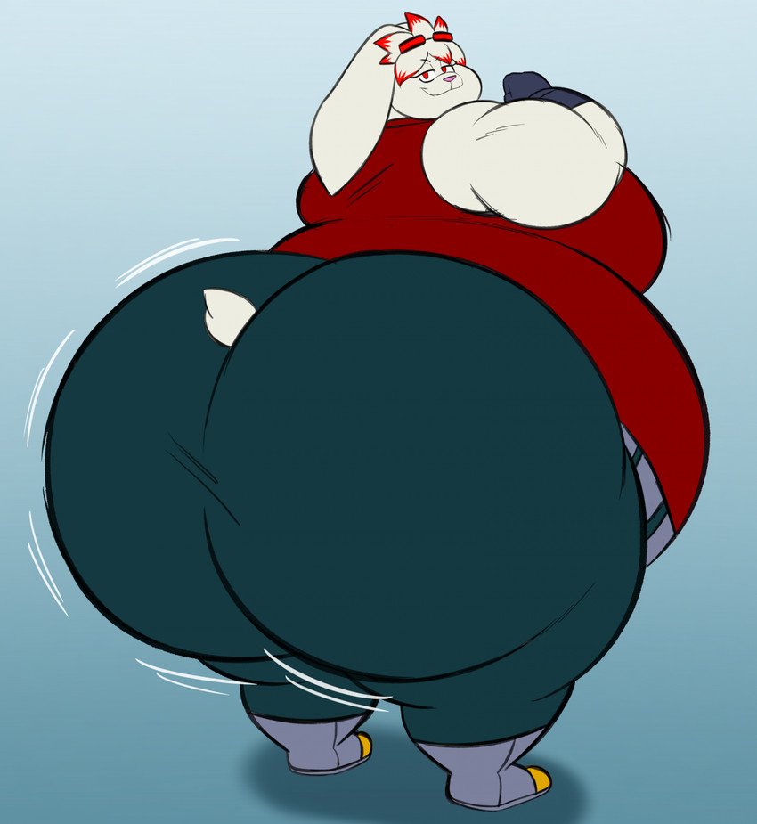 anthro belly big_belly big_breasts big_butt breasts bubble_butt butt clothed clothing cosplay crossdressing eyewear female fur gloves handwear highlights_(coloring) huge_breasts huge_butt huge_hips huge_thighs hyper looking_back overweight overweight_anthro overweight_female red_eyes solo sunglasses thick_thighs wide_hips megacoolbear_(artist) dragon_ball dragon_ball_gt nintendo pokemon vegeta generation_8_pokemon lagomorph leporid mammal pokemon_(species) rabbit raboot 2024 hi_res