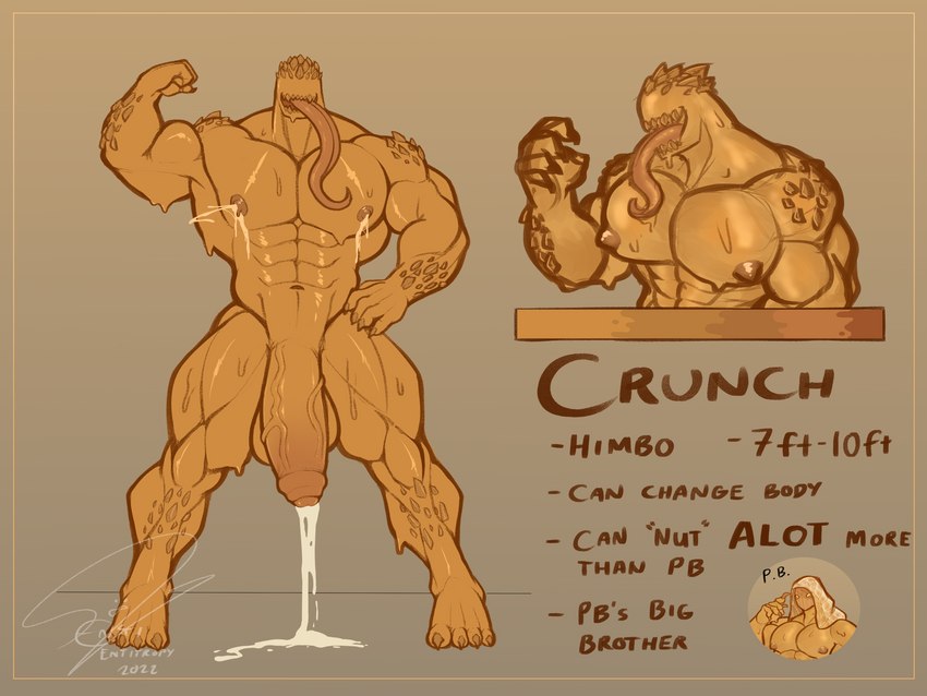 big_muscles genitals huge_muscles male muscular muscular_male nipples nude pecs penis simple_background solo text tongue tongue_out entitropy crunch_(entitropy) monster 4:3 absurd_res english_text hi_res