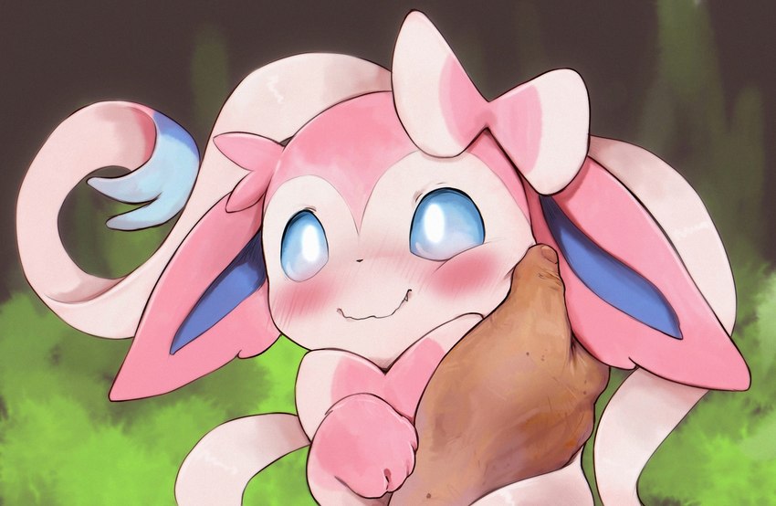 ambiguous_gender blue_eyes blush bow_(anatomy) duo feral first_person_view human_pov looking_at_viewer pink_body ribbons_(anatomy) smile touching_face darkstylerz dst-mk2 nintendo pokemon eeveelution generation_6_pokemon human mammal pokemon_(species) sylveon colored hi_res shaded