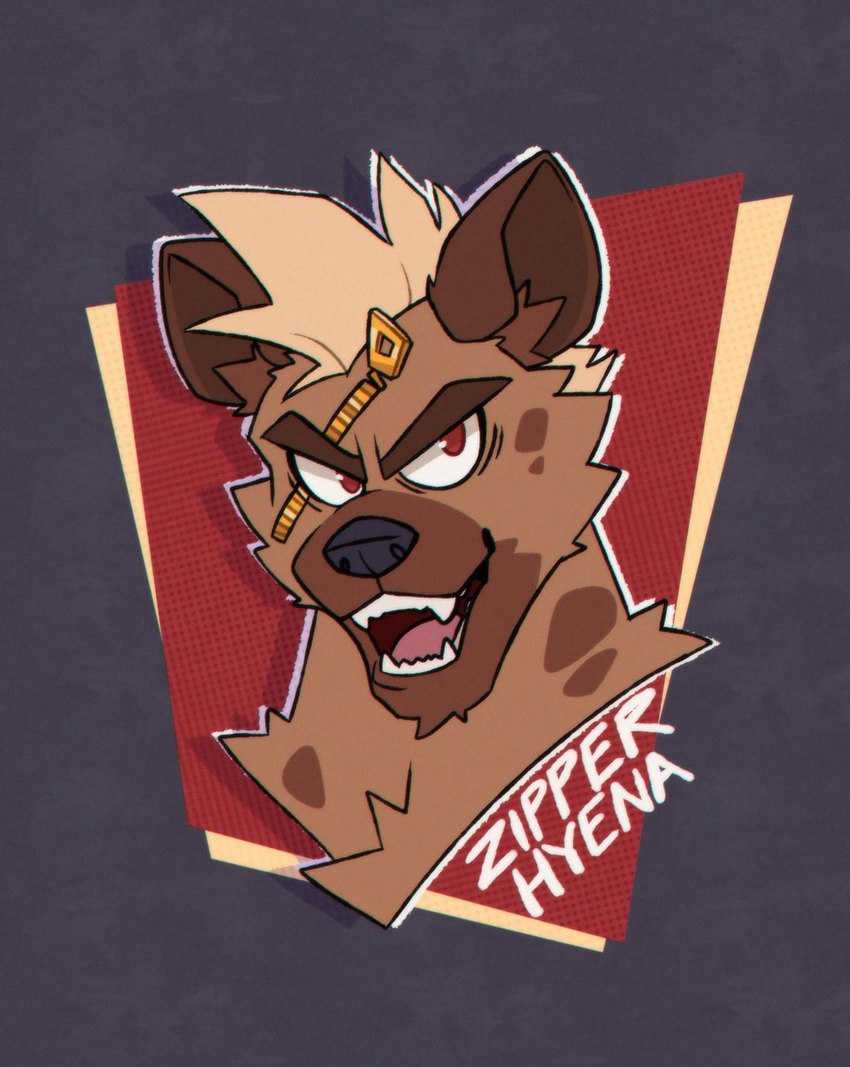 anthro eye_scar facial_scar male mohawk red_eyes scar zipper yows_(artist) zipper_hyena hyena mammal spotted_hyena hi_res icon