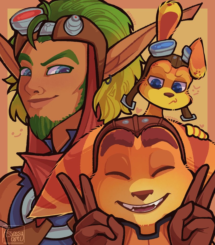 daxter, jak, and ratchet (sony interactive entertainment and etc) created by assassyart
