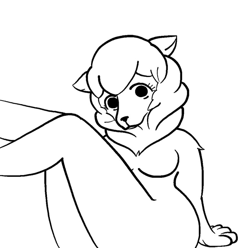 anthro breasts butt female fur hair looking_at_viewer nude simple_background solo white_body wool_(fur) singularityws beastars sebun_(beastars) bovid caprine domestic_sheep humanoid mammal merino_sheep sheep 1:1 black_and_white digital_media_(artwork) line_art monochrome sketch unfinished