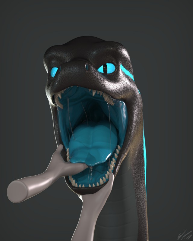 ambiguous_form ambiguous_gender bioluminescence black_background black_body black_scales blue_eyes blue_insides blue_mouth blue_tongue bodily_fluids disembodied_hand duo fangs gaping_mouth glowing looking_at_viewer mouth_play mouth_shot multicolored_body multicolored_scales open_mouth saliva saliva_string scales simple_background teeth throat tongue whiteperson mythology ziina dragon mythological_creature mythological_scalie scalie 2018 3d_(artwork) 4:5 absurd_res digital_media_(artwork) hi_res signature