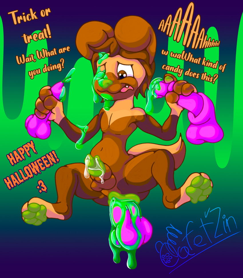 anal anal_penetration animal_genitalia animal_penis anthro bodily_fluids brown_body brown_fur brown_hair canine_genitalia canine_penis colored_cum cum cum_inside cum_on_face disembodied_penis equine_genitalia equine_penis forced forced_anal fur genital_fluids genitals glowing glowing_genitalia glowing_penis green_nose green_pawpads green_penis hair handjob holidays inflation knot knot_in_sheath leaking_cum male medial_ring nude one_eye_closed pawpads penetration penile penis penis_grab pink_penis precum precum_string pseudo_pussy rape sex sheath shota simple_background solo spread_legs spreading tan_body tan_fur unusual_bodily_fluids unusual_cum unusual_genital_fluids worried young young_anthro cafet'zin_(artist) halloween cafet'zin canid canine canis domestic_dog mammal hi_res shaded signature simple_shading