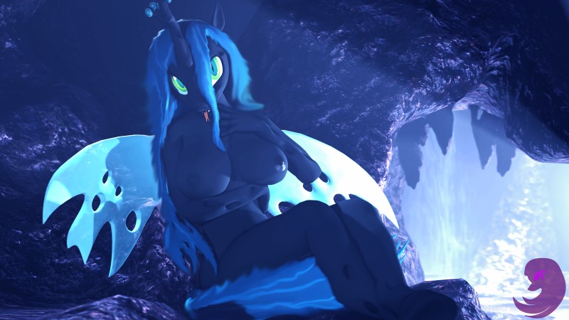 anthro anthrofied areola biped breasts cave female green_eyes hooves horn insect_wings nipples pupils sitting slit_pupils solo wings thevioletghost friendship_is_magic hasbro my_little_pony queen_chrysalis_(mlp) arthropod changeling 16:9 2018 3d_(artwork) absurd_res digital_media_(artwork) hi_res source_filmmaker_(artwork) widescreen