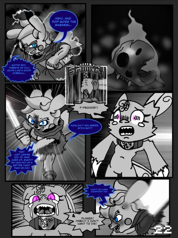 anthro bad_end battle bone damage death dialogue disintegration fan_comic female garden_of_eden glowing glowing_eyes male melee_weapon skull speech_bubble sword text weapon bluebean nintendo pokemon fan_character generation_1_pokemon generation_2_pokemon mammal pikachu pokemon_(species) rodent sneasel comic english_text greyscale hi_res monochrome unavailable_at_source