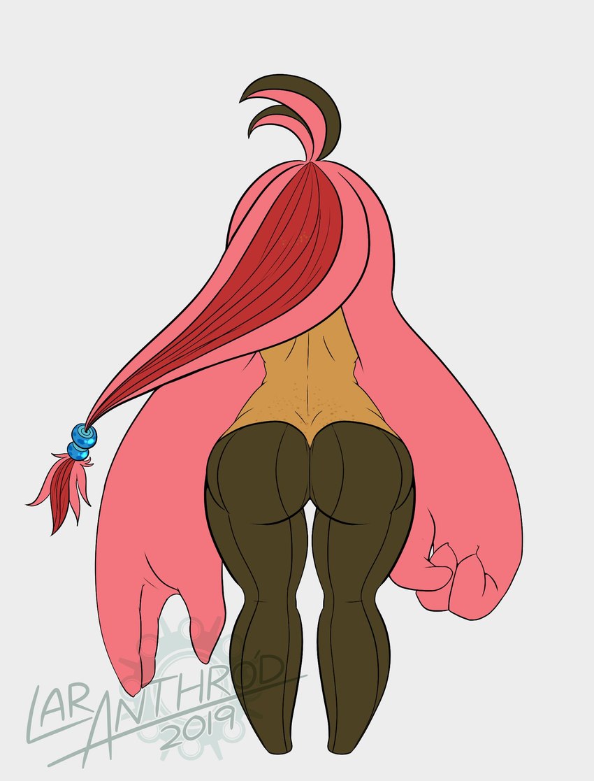 alternate_species anthro big_butt breasts butt female hair long_hair nude pink_hair pokemorph rear_view simple_background solo latiar nintendo pokemon fan_character melanie_mortrose generation_6_pokemon gourgeist pokemon_(species) 2019 hi_res