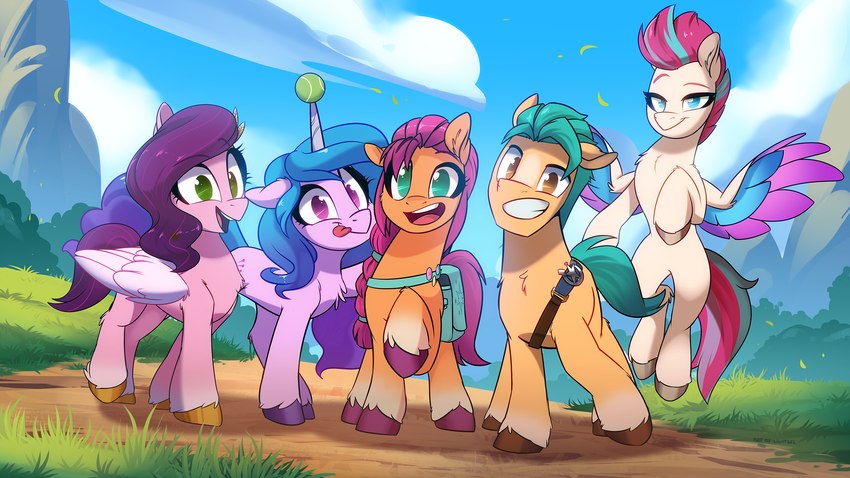 hitch trailblazer, izzy moonbow, pipp petals, sunny starscout, and zipp storm (my little pony and etc) created by light262