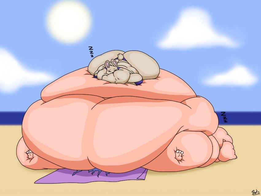 3_toes anthro back_rolls beach beach_towel belly big_belly big_breasts big_butt big_ears bikini black_eyebrows breasts butt claws clothing cloud detailed_background duo eyebrows eyelashes eyes_closed feet female flabby_arms fur huge_belly huge_breasts huge_butt huge_hips huge_thighs hyper hyper_belly hyper_butt hyper_hips hyper_thighs lying morbidly_obese morbidly_obese_anthro morbidly_obese_female obese obese_anthro obese_female on_back on_front overweight overweight_anthro overweight_female purple_bikini purple_clothing purple_swimwear romantic romantic_couple scut_tail seaside short_tail sky sleeping soles sound_effects sun swimwear tail tan_body tan_fur thick_thighs toe_claws toes torn_clothing towel two-piece_swimsuit vowelless vowelless_sound_effect weight_gain white_claws wide_hips zzz batspid2 juna_(batspid2) loa_(batspid2) lagomorph leporid lizard mammal rabbit reptile scalie 2018 4:3 cel_shading digital_drawing_(artwork) digital_media_(artwork) full-length_portrait portrait shaded signature