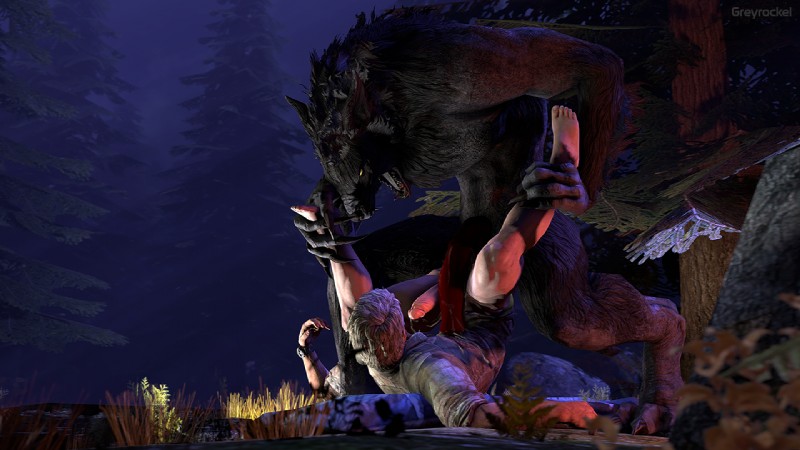 joel and skyrim werewolf (sony interactive entertainment and etc) created by greyrockel