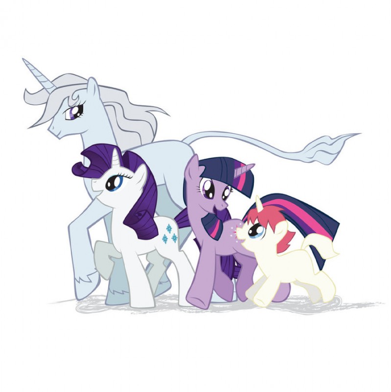 female feral fur group hair horn multicolored_hair purple_body purple_eyes purple_fur purple_hair quadruped red_hair size_difference tail two_tone_hair white_body white_fur white_hair unknown_artist friendship_is_magic hasbro my_little_pony mythology osamu_tezuka rankin/bass the_last_unicorn unico_(series) amalthea_(tlu) rarity_(mlp) twilight_sparkle_(mlp) unico equid equine mammal mythological_creature mythological_equine unicorn crossover