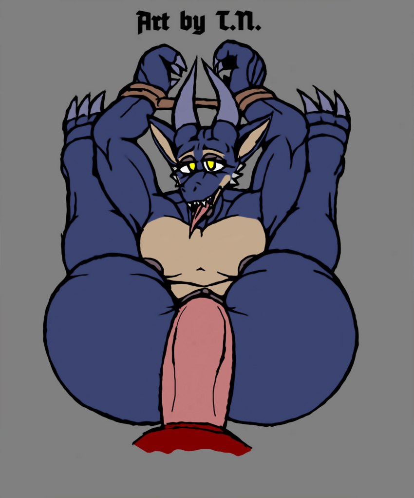 3_toes ahegao anthro bedroom_eyes big_butt big_penis blue_body blue_scales bound breasts butt claws countershade_ears countershade_face countershade_torso countershading duo fangs feet female flat_chested flexible genitals grey_lips grey_nipples hands_tied horn lips looking_at_viewer looking_pleasured male male/female muscular muscular_female narrowed_eyes nipples penetration penis red_body red_scales scales seductive sharp_teeth small_breasts tan_body tan_scales teeth thick_thighs toe_claws toes tongue tongue_out vaginal vaginal_penetration wide_hips yellow_eyes t.n. kobold reptile scalie