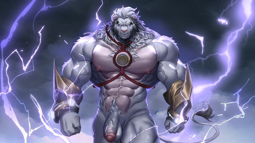 5_fingers abs anthro balls biceps fingers flaccid front_view genitals glowing glowing_eyes humanoid_genitalia humanoid_penis light looking_at_viewer male muscular muscular_anthro muscular_male navel nipples pecs penis purple_eyes solo standing vein veiny_arms veiny_muscles veiny_penis littef felid lion mammal pantherine 16:9 2023 hi_res lighting widescreen