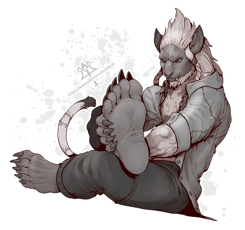 anthro barefoot cat_tail claws clothed clothing feet foot_fetish male male/male paws soles solo toes kredri final_fantasy square_enix toho rodan_(toho)