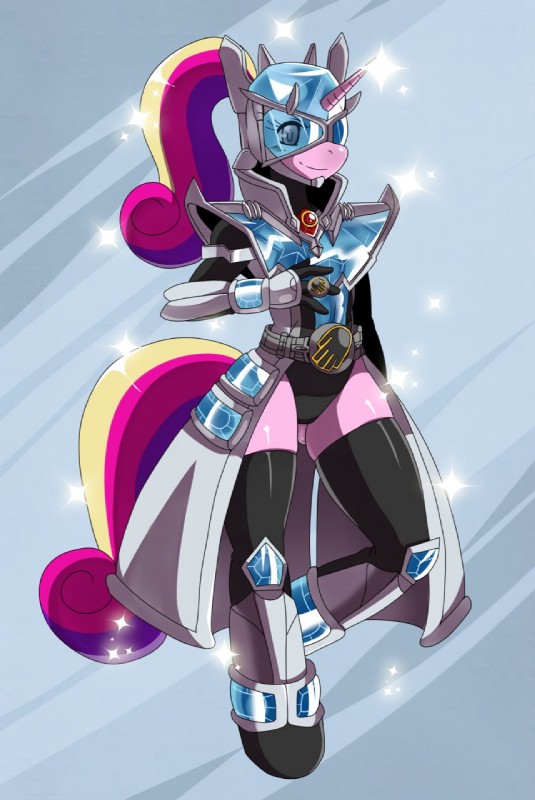 anthro anthrofied armor female hair horn multicolored_hair smile solo sssonic2 friendship_is_magic hasbro kamen_rider kamen_rider_wizard my_little_pony princess_cadance_(mlp) wizard_(kamen_rider) equid equine horse mammal pony digital_media_(artwork) hi_res