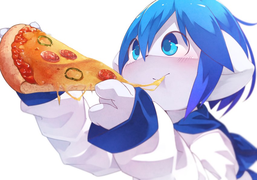 4_fingers anthro black_nose blue_clothing blue_eyes blue_hair blue_hoodie blue_pupils blue_topwear blush blush_lines cheese clothing dairy_products detailed_food eating eating_food face_glint fingers food glistening glistening_eyes glistening_hair hair holding_food holding_object holding_pizza hoodie kemono male pepperoni_pizza pizza pupils round_pupils side_view simple_background solo topwear two_tone_hoodie white_background white_clothing white_ears white_face white_hoodie white_topwear young young_anthro aoino spica_(aoino) canid canine fox mammal 2019 detailed digital_media_(artwork) half-length_portrait hi_res portrait shaded simple_shading