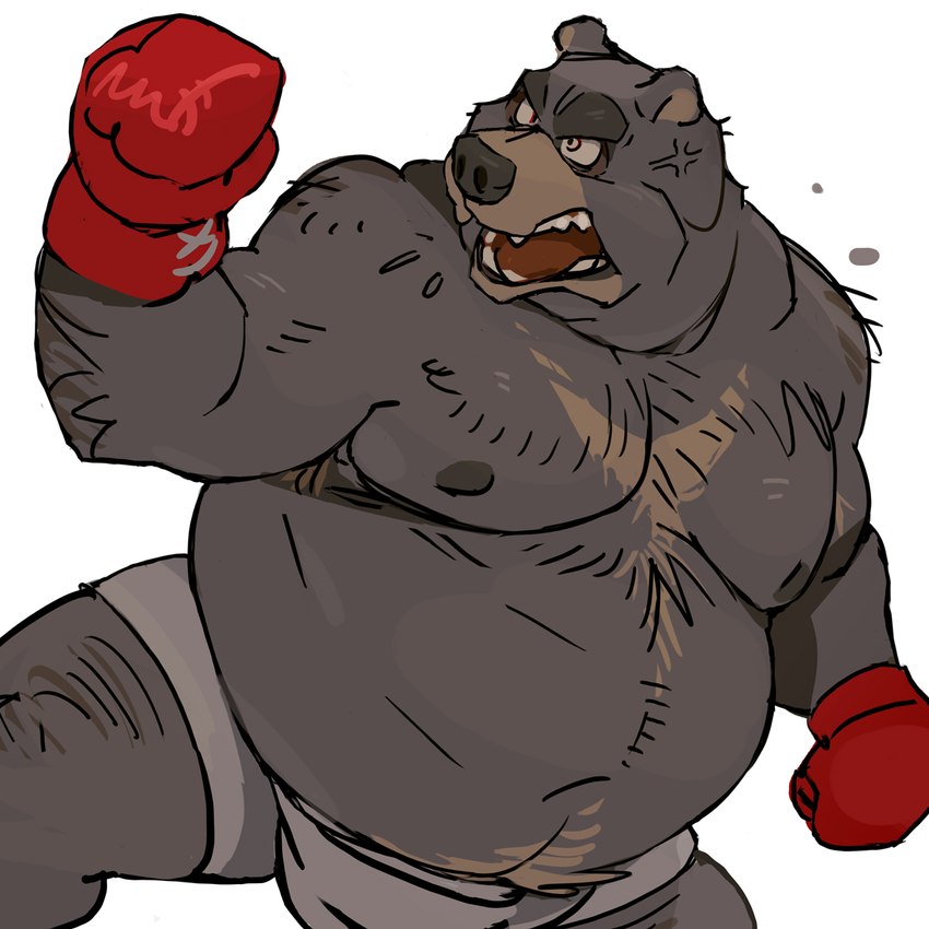 angry anthro belly bottomwear clothing male moobs nipples overweight overweight_male shorts simple_background solo white_background motogen s_h_bear bear mammal 1:1 2021 hi_res