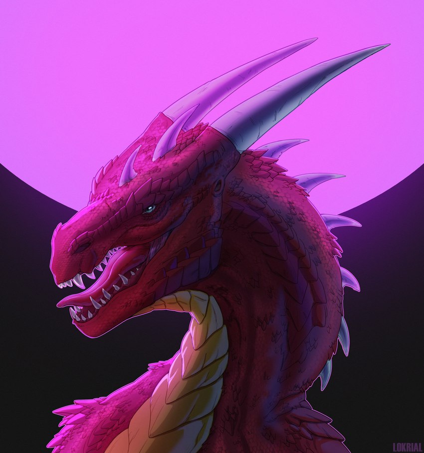 feral green_eyes horn male red_body red_scales scales solo teeth tongue white_horn gold-grifon lokrial european_mythology mythology zetralth dragon mythological_creature mythological_scalie scalie western_dragon absurd_res headshot_portrait hi_res portrait
