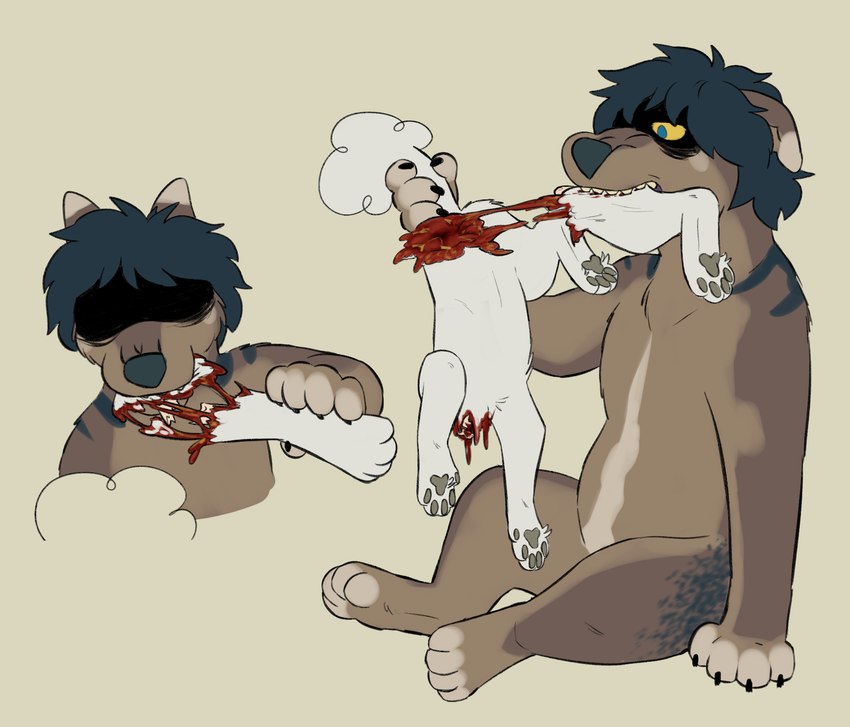 blood bodily_fluids child_murder death duo feral gore gore_focus hard_vore headless male male/male mutilation pawpads teeth vore young puppyratcat alien canid canine canis domestic_dog mammal hi_res