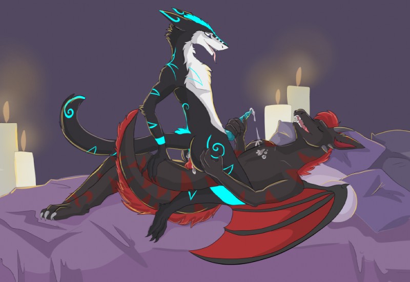 drakkon and eclipse the sergal (mythology) created by fantarays (artist)