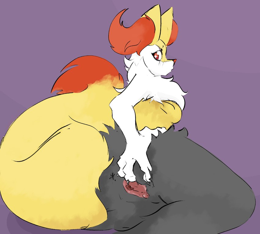 anthro anus bodily_fluids female fluffy genitals pussy solo thirsty lavenderscent nintendo pokemon braixen canid canine fox generation_6_pokemon mammal pokemon_(species) hi_res